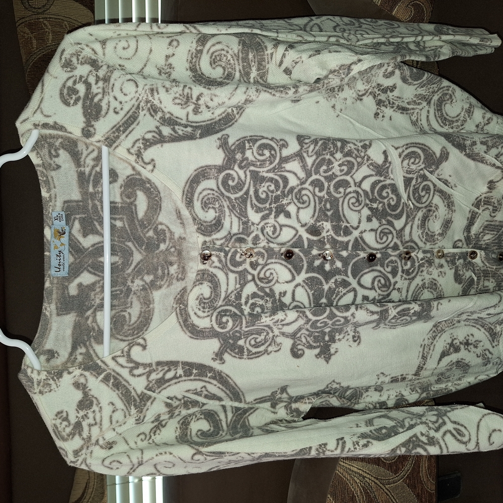Unity World Wear Cream and Gray Blouse